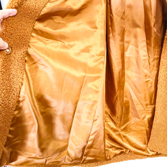 French Connection Women’s Coat Scandi Luxe Teddy Texture Faux XL Longline Brown - Picture 7 of 13